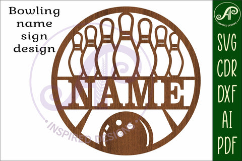 Bowling themed name sign svg laser SVG APInspireddesigns 