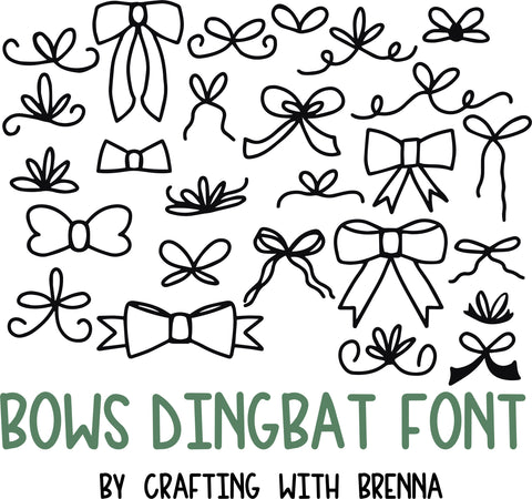 Bows Dingbat OTF, Fonts for Crafting, Handwritten Font Font Crafting With Brenna 