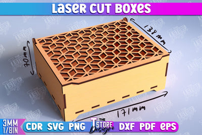 Box Laser Cut | Jewelry Box | Storage Box | Gift Box | Organizer | CNC File SVG The T Store Design 