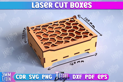 Box Laser Cut | Jewelry Box | Storage Box | Gift Box | Organizer | CNC File SVG The T Store Design 