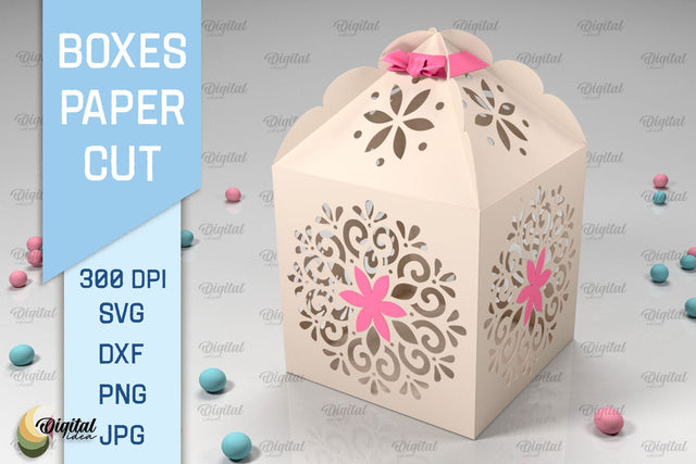 Box Paper Cut. 3D Gift Box SVG. Favor Box Paper Cut 3D Paper Evgenyia Guschina 