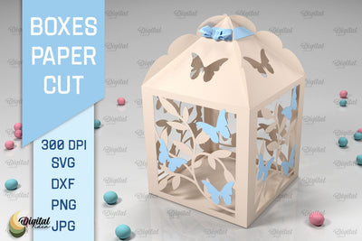 Box Paper Cut. 3D Gift Box SVG. Favor Box Paper Cut 3D Paper Evgenyia Guschina 