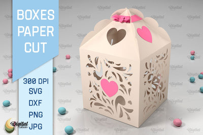 Box Paper Cut. 3D Gift Box SVG. Favor Box Paper Cut 3D Paper Evgenyia Guschina 