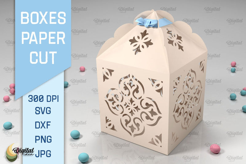 Box Paper Cut. 3D Gift Box SVG. Favor Box Paper Cut 3D Paper Evgenyia Guschina 