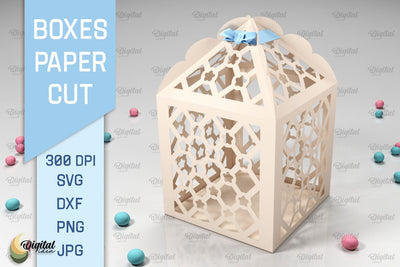 Box Paper Cut. 3D Gift Box SVG. Favor Box Paper Cut 3D Paper Evgenyia Guschina 