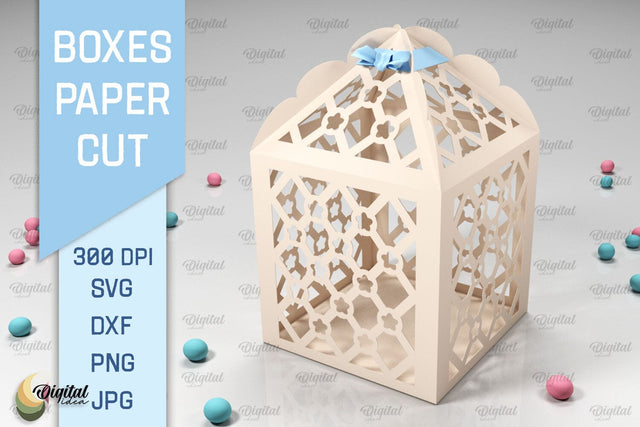 Box Paper Cut. 3D Gift Box SVG. Favor Box Paper Cut 3D Paper Evgenyia Guschina 