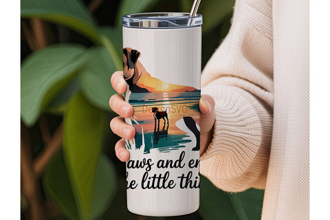 Boxer Dog Beach Sunset 20oz Tumbler Wrap Sublimation DesignSVG 