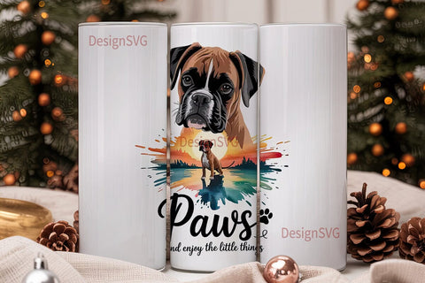 Boxer Dog Sunset 20oz Tumbler Wrap Sublimation DesignSVG 