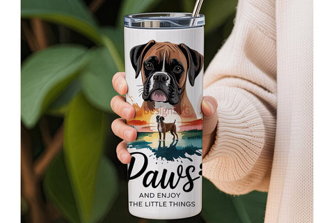 Boxer Dog Sunset 20oz Tumbler Wrap Sublimation DesignSVG 