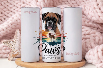 Boxer Dog Sunset 20oz Tumbler Wrap Sublimation DesignSVG 