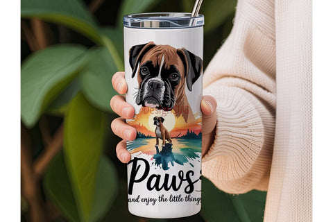 Boxer Dog Sunset 20oz Tumbler Wrap Sublimation DesignSVG 