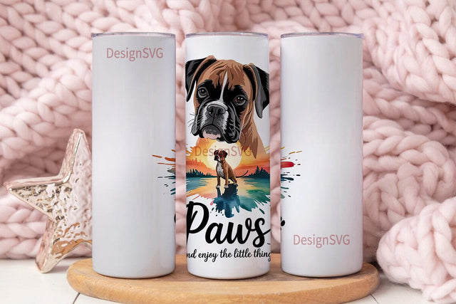 Boxer Dog Sunset 20oz Tumbler Wrap Sublimation DesignSVG 