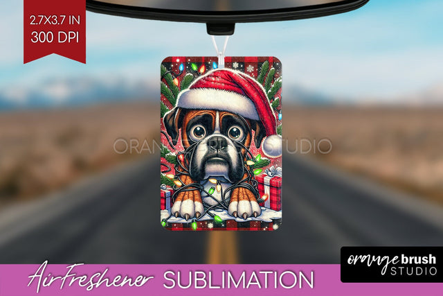 Boxer Funny Christmas Dog Air Freshener Sublimation OrangeBrushStudio 