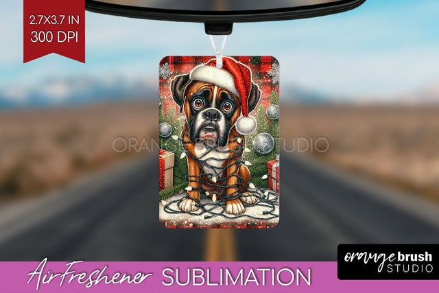 Boxer Funny Christmas Dog Air Freshener Sublimation OrangeBrushStudio 