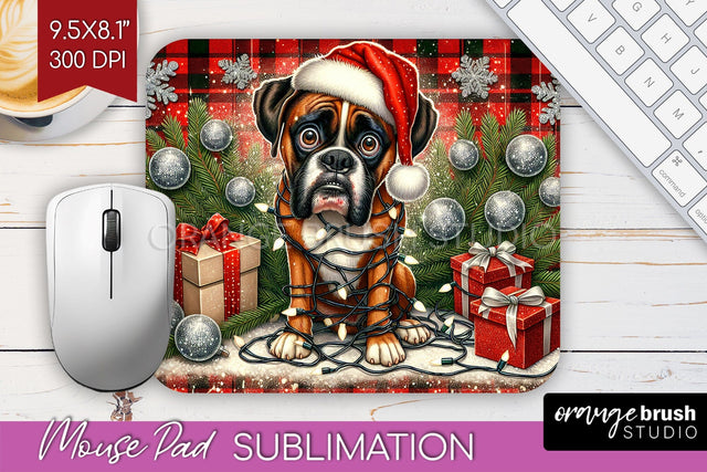 Boxer Funny Christmas Dog Mouse Pad PNG Sublimation OrangeBrushStudio 