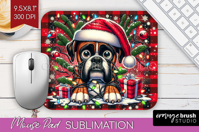 Boxer Funny Christmas Dog Mouse Pad PNG Sublimation OrangeBrushStudio 