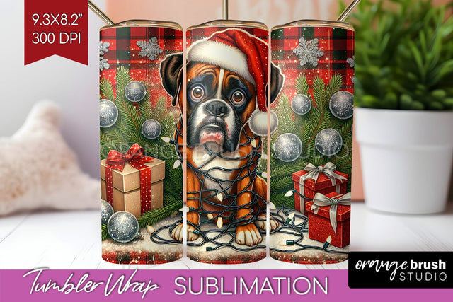 Boxer Funny Christmas Dog Tumbler Wrap Sublimation OrangeBrushStudio 