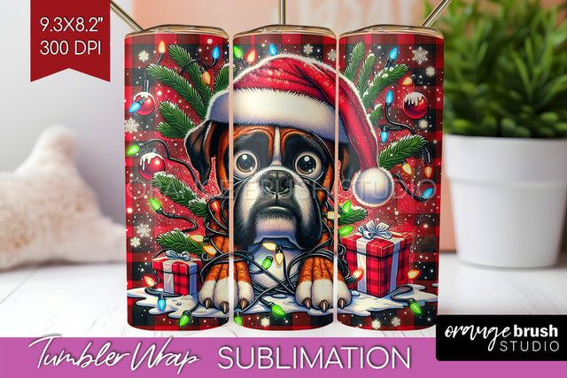 Boxer Funny Christmas Dog Tumbler Wrap Sublimation OrangeBrushStudio 