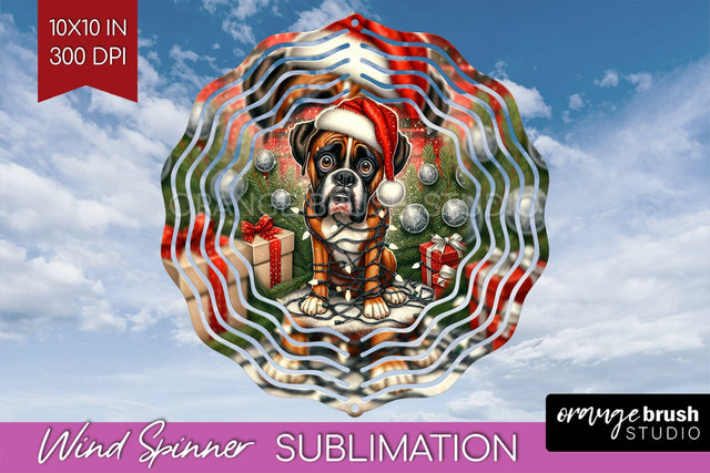 Boxer Funny Christmas Dog Wind Spinner Sublimation OrangeBrushStudio 