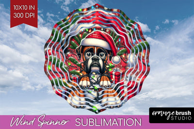 Boxer Funny Christmas Dog Wind Spinner Sublimation OrangeBrushStudio 