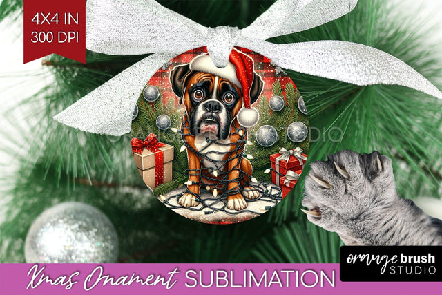Boxer Funny Dog Christmas Ornament PNG Sublimation OrangeBrushStudio 