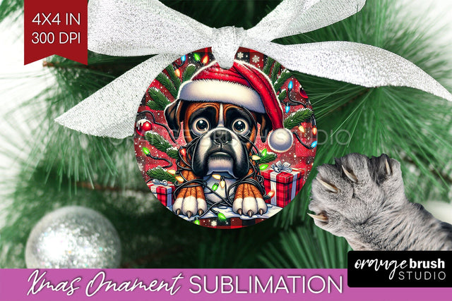 Boxer Funny Dog Christmas Ornament PNG Sublimation OrangeBrushStudio 