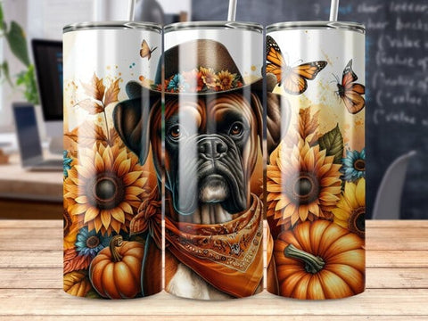 Boxer Tumbler Sublimation Wrap, Autumn Dog Wrap Sublimation BijouBay 