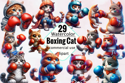 Boxing Cat Sublimation Clipart Bundle Sublimation SVGArt 