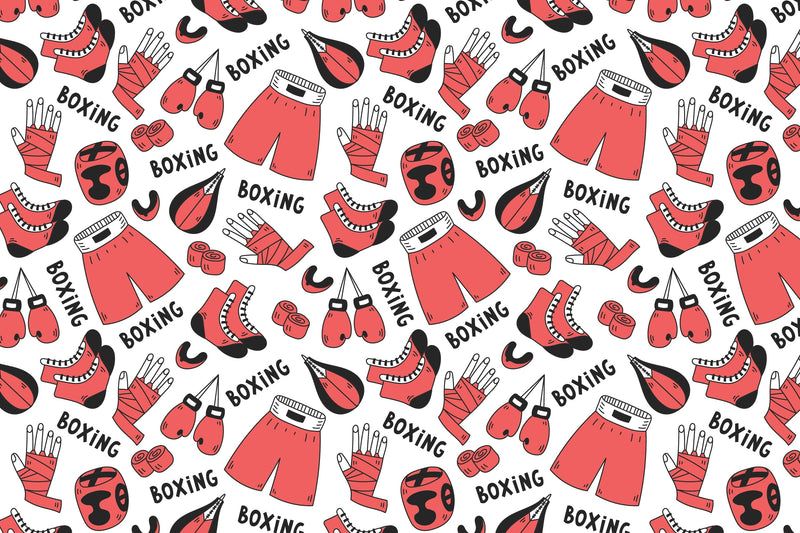 Out Boxing Pattern Boxing Doodle Seamless Pattern - So Fontsy