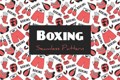 Boxing Doodle Seamless Pattern Digital Pattern Rin Green 