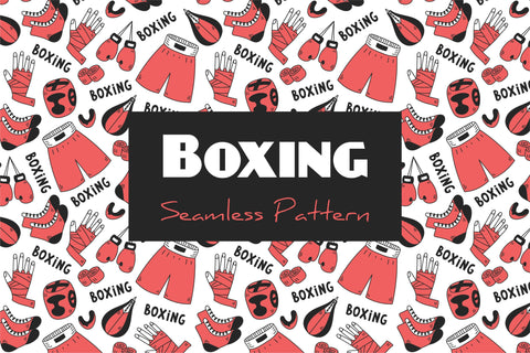 Boxing Doodle Seamless Pattern Digital Pattern Rin Green 