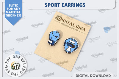 Boxing Earrings Laser Cut. Sports Stud Earrings SVG SVG Evgenyia Guschina 