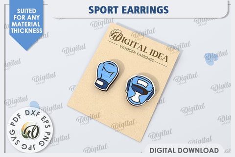 Boxing Earrings Laser Cut. Sports Stud Earrings SVG SVG Evgenyia Guschina 