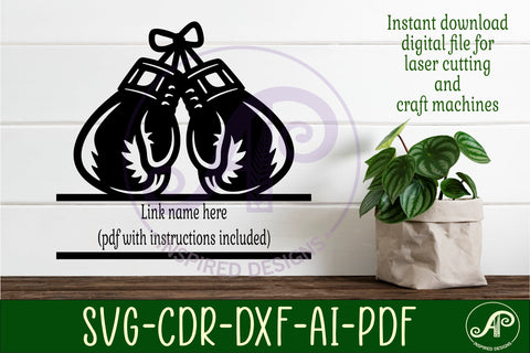 Boxing Gloves Name Sign SVG, Personalized Boxing Name Sign SVG APInspireddesigns 