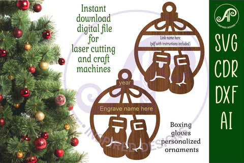Boxing personalized Christmas Ornament SVG SVG APInspireddesigns 