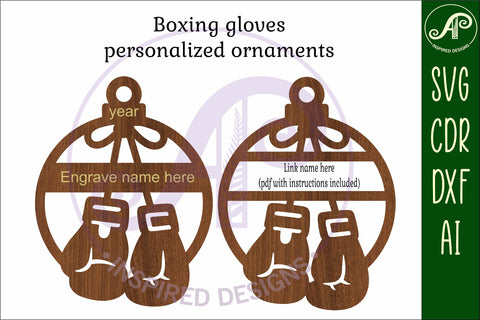 Boxing personalized Christmas Ornament SVG SVG APInspireddesigns 