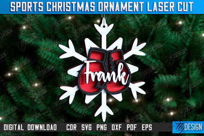 Boxing Sports Christmas Ornament Laser Cut, Sport Toy SVG Fly Design 