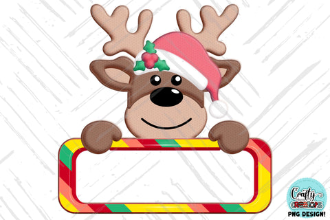 Boy Deer Christmas Png, Customizable Name Reindeer Sublimation SVG Crafty Mama Studios 