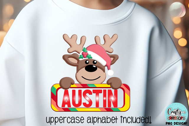 Boy Deer Christmas Png, Customizable Name Reindeer Sublimation SVG Crafty Mama Studios 