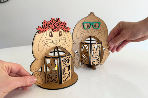 Boy & Girl Easter Bunny Candle Holders SVG LaserCutano 