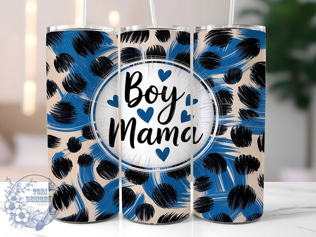 Boy Mama Blue Leopard 20oz Tumbler, Blue Leopard Wrap, Cheetah Print Tumbler, 20oz Tumbler Design, Mama Sublimation Wrap, Animal Print Tumbler, Blue Leopard Sublimation Sublimation ToriDesigns 