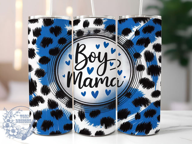 Boy Mama Blue Leopard 20oz Tumbler, Blue Leopard Wrap, Cheetah Print Tumbler, 20oz Tumbler Design, Mama Sublimation Wrap, Animal Print Tumbler, Blue Leopard Sublimation Sublimation ToriDesigns 