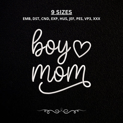 Boy Mom Embroidery Design – Heart Mom Machine Embroidery File, Mother of Boys Script Design, Mama Gift Embroidery/Applique DESIGNS PatternFeed8 
