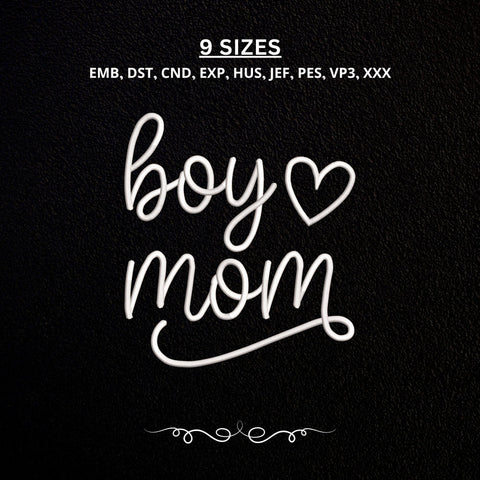 Boy Mom Embroidery Design – Heart Mom Machine Embroidery File, Mother of Boys Script Design, Mama Gift Embroidery/Applique DESIGNS PatternFeed8 
