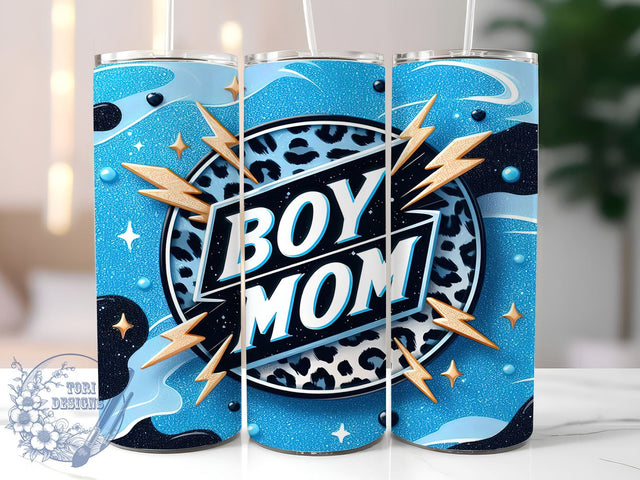 Boy Mom Glitter 20oz Skinny Tumbler, Boy Mama Tumbler Png, Straight & Tapered Tumbler Wrap, Instant Digital Download Sublimation ToriDesigns 