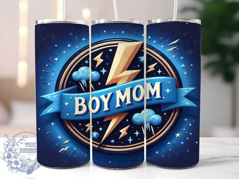 Boy Mom Glitter 20oz Skinny Tumbler, Boy Mama Tumbler Png, Straight & Tapered Tumbler Wrap, Instant Digital Download Sublimation ToriDesigns 