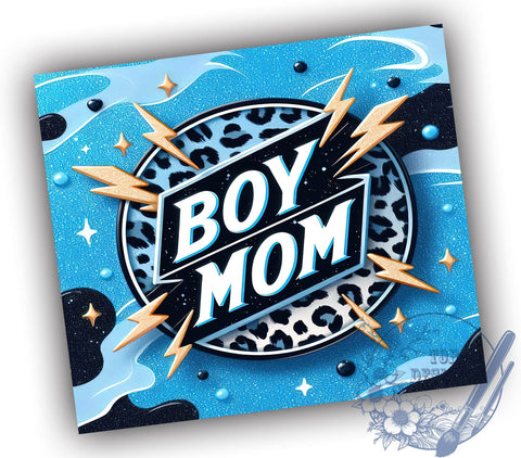 Boy Mom Glitter 20oz Skinny Tumbler, Boy Mama Tumbler Png, Straight & Tapered Tumbler Wrap, Instant Digital Download Sublimation ToriDesigns 