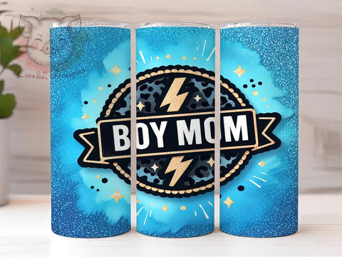 Boy Mom Glitter Leopard 20oz Tumbler Png, Straight & Tapered Tumbler Png, Boy Mama Tumbler Png, Digital Download PNG Sublimation Lara' s Designs 