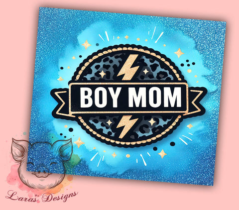 Boy Mom Glitter Leopard 20oz Tumbler Png, Straight & Tapered Tumbler Png, Boy Mama Tumbler Png, Digital Download PNG Sublimation Lara' s Designs 