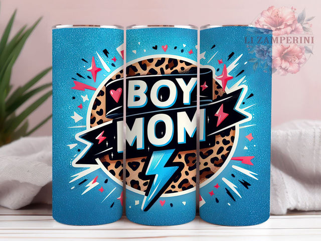 Boy Mom Glitter Leopard 20oz Tumbler Wrap PNG, Boy Mom Tumbler Png, Straight & Tapered Tumbler Wrap, Instant Digital Download Sublimation Li Zamperini 